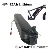 48V 500W 750W 1000W 18650 Electric Bike Battery 48v 12Ah Dolphin Type Tube 48v Battery 48v Ebike Battery + 3A Charger