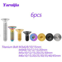 Yaruijia Titanium Bolt M3/M4/M5/M6x6/8/10//12/15/20/25/30/35/35/45mm Allen Key Flat Countersunk Head Screw 6pcs