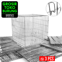 SEMPATI GROSIR Kandang Ayam Jago Sangkar Kurungan Galvanis Bentuk Kotak Isi 3 Pcs Sangkar Besi Kurun