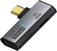 AreMe Dual USB C Headphone Adapter with 100W Charging Port 2-in-1 USB Type C Splitter Dongle for Rog