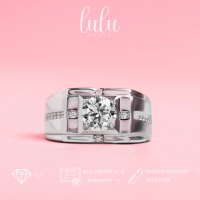 Lulu Moissanite Jewelry - Perhiasan Laki-Laki Cincin Berlian Moissanite 1 Carat Lapis Emas 18K - App