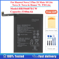For Huawei Nova 2 Plus 2S Mate 10 Lite Nova 3i Nova 4e Honor 7X P30 Lite HB356687ECW 3340mAh Battery Rechargeable Accumulator