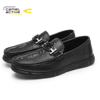 Camel Active Men Loafers Autumn New Retro Black Breathable Man Genuine Leather Men's Trend Casual Shoes DQ120201