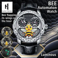 Lucky Harvey Automatic mechanical movement watches for men Synthetic sapphire Bee flapping dial waterproof Limited edition watch