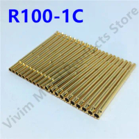20/100PCS R100-1C Test Pin P100-B Receptacle Brass Tube Needle Sleeve Seat Crimp Connect Probe Sleeve 29.3mm Outer Dia 1.67mm