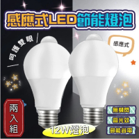 【節能小幫手】2入組 紅外線人體感應LED燈泡12W(走廊燈 小夜燈 玄關燈)