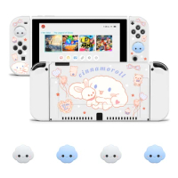 Big Eared Dog Switch Case Compatible with Nintendo Switch OLED / Switch NS,with 4 Cloud Joystick Caps