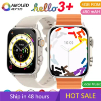 Original Hello Watch 3 Plus Ultra Smartwatch Amoled 4GB ROM 49mm Compass NFC Local Music Heart Rate IWO Smart Watch For Men