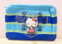 【震撼精品百貨】Hello Kitty 凱蒂貓 Hello Kitty日本SANRIO三麗鷗KITTY化妝包/筆袋-針織藍*22563 震撼日式精品百貨