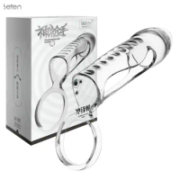 Leten Penis Sleeve Extend Soft Cock Ring Male Penis Extension Sleeves Sex Toys for Men Dildo Sheath Delayed Ejaculation Training
