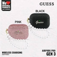 Case for AirPods Pro 3 GUESS Glitter Pearl Strap PINK