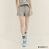 【Hang Ten】女裝-毛巾布刺繡短褲(灰)