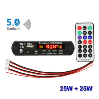 2*25W Bluetooth Amplifier Mp3 Decoder Board Car MP3 Player USB Record Module FM Radio AUX for Speaker Handsfree Audio DIY