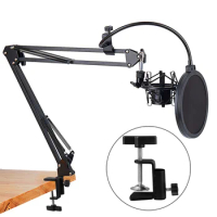 2 Pcs Microphone Clip Pedestal Support for Professional Table Stand Mobile Holder Desk