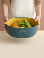 凈浥 雙層瀝水籃 創意廚房家用塑料洗菜盆洗水果蔬菜籃子收納