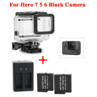 2pcs For GoPro Hero 5 6 7 Battery and Charger+Waterproof housing Case Protective shell For GoPro Hero7 6 Hero5 Black Accessories