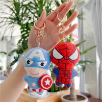 Disney Marvel Spiderman Figure Plush Keychain Toy Kawaii Hulk Iron Man Doll Soft Stuffed Toys Kids Plush Key Ring Christmas Gift
