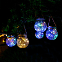 裂紋玻璃吊掛燈太陽能燈LED戶外庭院別墅花園景觀燈氛圍小夜燈1入