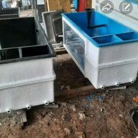 Kolam fiber uk 105x55x40 cm kombinasi kaca + filter samping  fiber