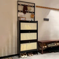 Ultra-thin Multi Layer Storage Partition Shoe Cabinets Bamboo Dustproof Shoe Cabinets Large Capacity Entrance Porch Storage Rack