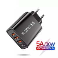 2A 3USB+PD Type-c Fast Charge US Standard Euro EU Charger 3USB 3.0 Type C Mobile Phone Travel Charger Universal Adapter Plug Car