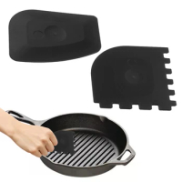 2pcs Grill Pan Scrapers Tool Silicone Skillets Frying Pan Cleaner Zigzag Cookware Bbq Accessories Clean Oil Dirt Kitchen Tools