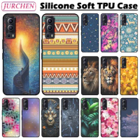 Silicone TPU Case For VIVO Y72 Y52 5G Cute Cartoon Cat Dogs Pattern Black Matte Cover For VIVO Y 72 52 V2041 V2053 5G Soft Bags