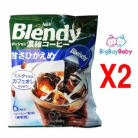AGF - Blendy 濃縮減糖咖啡粒 18g x 6粒 x 2包 (#854017/藍綠) (在此日期前最佳: 2026.11) (新舊版隨機) (平行進口)