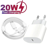 20W Fast Quick Charging USB C Charger Eu US AC Home Travel Power Adapter C to C Cables For Samsung S22 S23 S24 Xiaomi Huawei