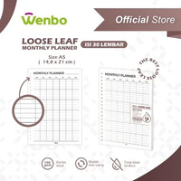Wenbo HVS 100gsm Loose Leaf : Undated Planner (Size A5, B5, A4) / Kertas Binder Isi Ulang Jadwal Mon