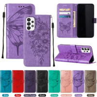 100Pcs/Lot Embossed Butterfly Phone Case For Samsung A12 M12 Xcover 5 A42 A51 A71 A01 A11 A21S A70S Flip Leather Wallet Cover