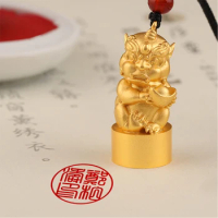 Gold Dragon Stamp Round Brass Metal Seal Calligraphy Painting Personalized Signature Customize Chinese Name Stamp Teacher Gifts