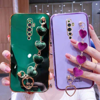 Case for Reno2 Z Cover Luxury Plating Heart Metal Bracelet Covers For OPPO Reno2 Z Case Reno 2Z 2F 2 Z Chain Protective