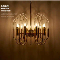 Simple post-modern iron chandelier personality creativity acrylic rod elbow project living room study villa chandelier