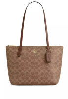COACH Fiona Zip Tote Bag In Signature Canvas - Tan/Brown