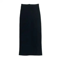 Rok Panjang Span Lipit Minimalis Polyester Wanita Hitam