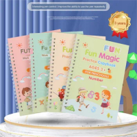 4 Books Pen Magic Copy Book Free Wiping Children Kids Writing Sticker Practice English Copybook For Calligraphy Montessori Gift