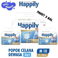 [PAKET 3 BALL] HAPPILY POPOK CELANA DEWASA (M10/L8/XL6) L8(3 ball