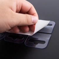 100pcs PVC Slot Hole Adhesive Hang Tabs Tag Hook Merchandise Package Box Bag Peghooks Display