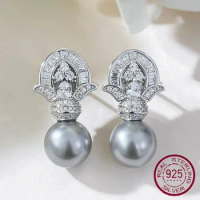 Longlong Gold's New 925 Silver Artificially Synthesized 11mm Gray Pearl Earrings Are Fashionable