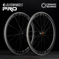 ELITEWHEELS PRO 700c Road Carbon Wheels R10 Ceramic Bearing Or Normal Hub 20-24H Clincher Tubeless For Cycling Wheelset