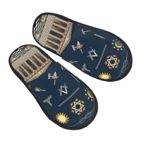 Freemasonry Work Board House Slippers Women Soft Memory Foam Masonic Symbols Slip On Hotel Slipper Shoes