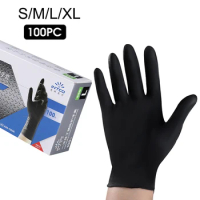 100PCS Black Nitrile Gloves Thickened Durable Household Cleaning Gloves Dishwashing Glove For Garden Hair Dyeing Tattoos