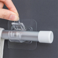 2023 Adjustable Curtain Rod Holder No Drill Curtain Hook For Hanging Curtain Rod Bracket Holder Self Adhesive Wall Hook Holder