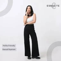 Esrocte Celana Kulot High Waist Jeans Wanita P01 - Hitam 26-38 32 Hitam