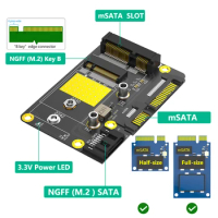 2 in1 Combo Msata/M.2 SSD to Dual SATA3 Adapter Card M.2 Key B SATA-bus SSD to SATA msata SSD to SATA for M.2 NGFF 2230/2242 SSD