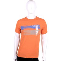 TRUSSARDI-JEANS 橘色刷漆圖印棉質短袖T恤