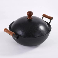 廠家直供無塗層燉鑊家用雙耳炒餸不粘鑊多功能精鐵鍛打錘紋鐵鑊