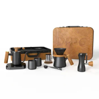 DHPO Coffee Kit Barista Tools Manual Grinder Pour Over kettle Coffee Maker with Luxury Suitcase