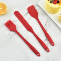 3Pcs/Set Silicone Baking Spatula Kitchen Pastry Cake Scraper Cream Butter Spreader Barbecue Biscuit Bread Cooking Oil Brush